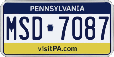 PA license plate MSD7087