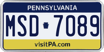 PA license plate MSD7089