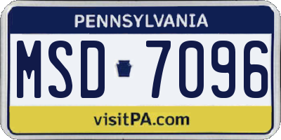 PA license plate MSD7096