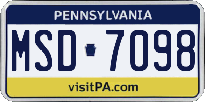 PA license plate MSD7098