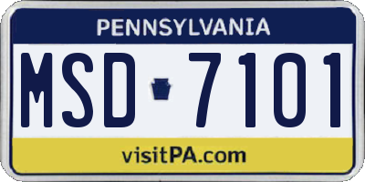 PA license plate MSD7101