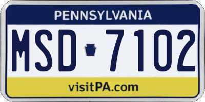 PA license plate MSD7102