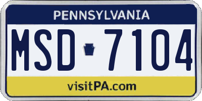PA license plate MSD7104
