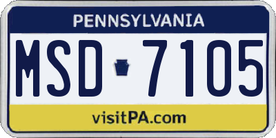 PA license plate MSD7105