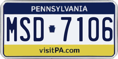 PA license plate MSD7106