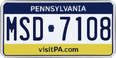 PA license plate MSD7108