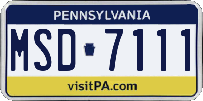 PA license plate MSD7111