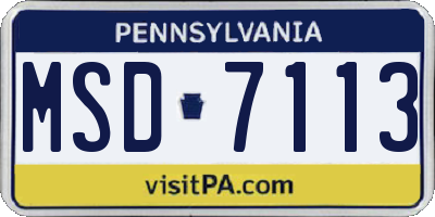 PA license plate MSD7113