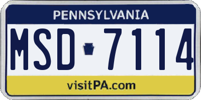 PA license plate MSD7114