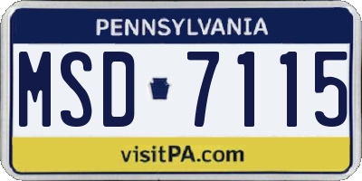 PA license plate MSD7115