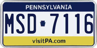 PA license plate MSD7116