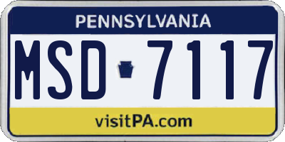 PA license plate MSD7117