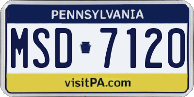 PA license plate MSD7120