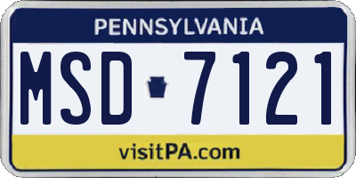 PA license plate MSD7121