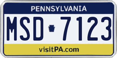 PA license plate MSD7123