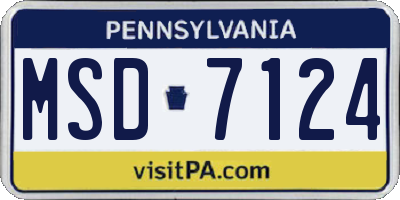 PA license plate MSD7124