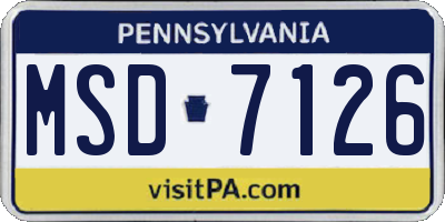 PA license plate MSD7126
