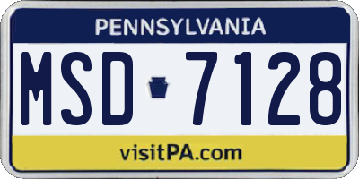 PA license plate MSD7128