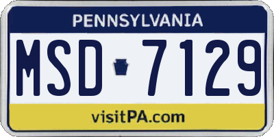 PA license plate MSD7129