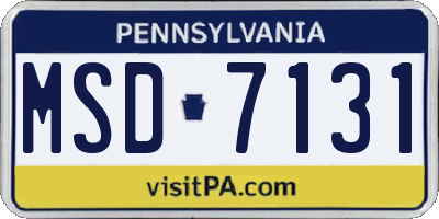 PA license plate MSD7131