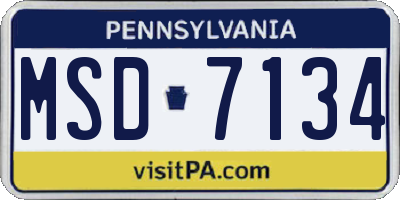 PA license plate MSD7134