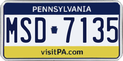 PA license plate MSD7135