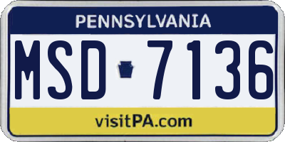 PA license plate MSD7136