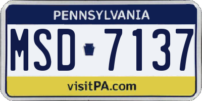 PA license plate MSD7137