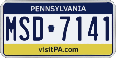PA license plate MSD7141