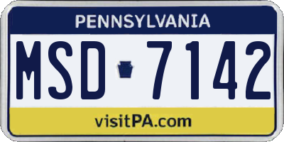 PA license plate MSD7142