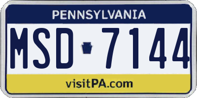 PA license plate MSD7144