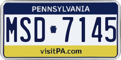 PA license plate MSD7145