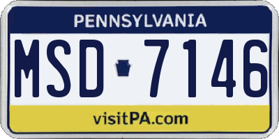 PA license plate MSD7146