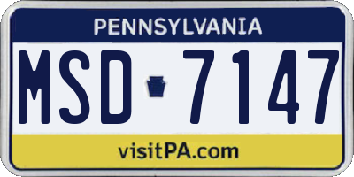 PA license plate MSD7147
