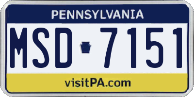 PA license plate MSD7151