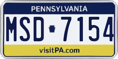 PA license plate MSD7154