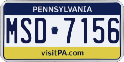 PA license plate MSD7156