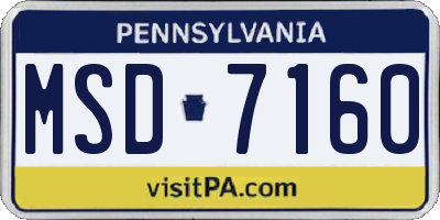 PA license plate MSD7160