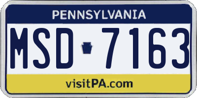 PA license plate MSD7163