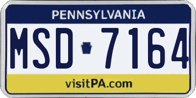 PA license plate MSD7164