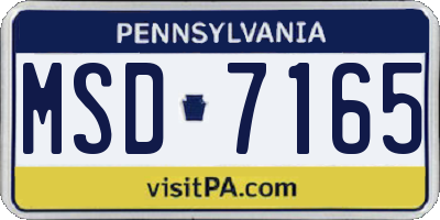 PA license plate MSD7165