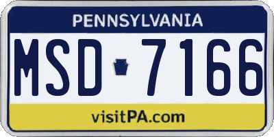 PA license plate MSD7166