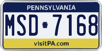 PA license plate MSD7168