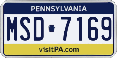 PA license plate MSD7169