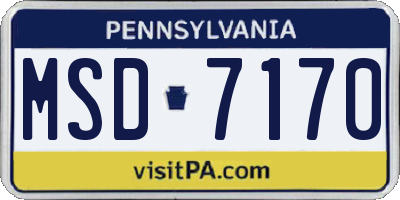 PA license plate MSD7170