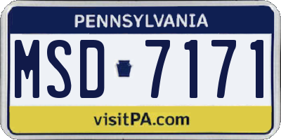 PA license plate MSD7171