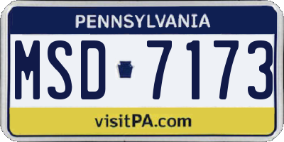 PA license plate MSD7173