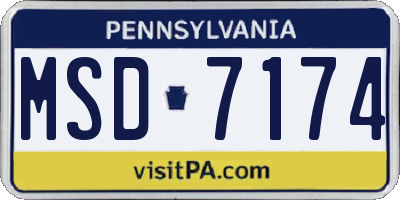 PA license plate MSD7174