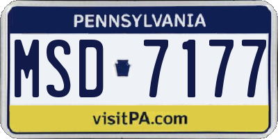PA license plate MSD7177