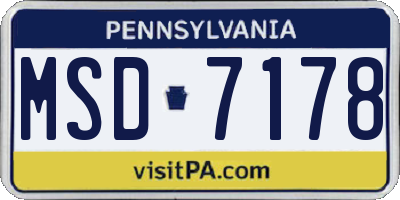 PA license plate MSD7178
